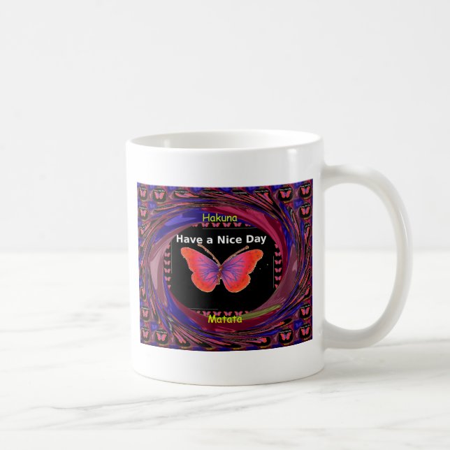 Orange Purple Butterfly Have a Nice Day Art Print Coffee Mug (Right)