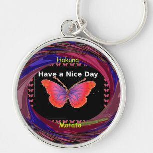 Orange Purple Butterfly Have a Nice Day Art Print Key Ring