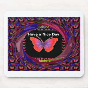 Orange Purple Butterfly Have a Nice Day Art Print Mouse Pad