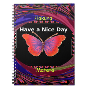 Orange Purple Butterfly Have a Nice Day Art Print Notebook