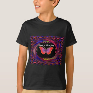 Orange Purple Butterfly Have a Nice Day Art Print T-Shirt