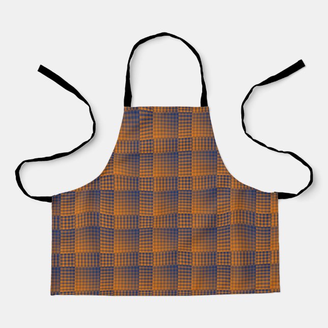 Orange Purple Checker Abstract Pattern Apron (Front)