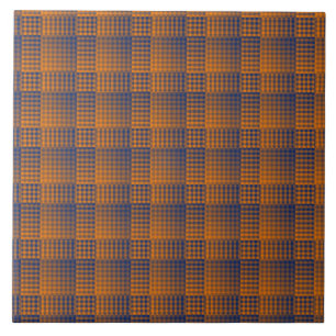 Orange Purple Checker Abstract Pattern Ceramic Tile
