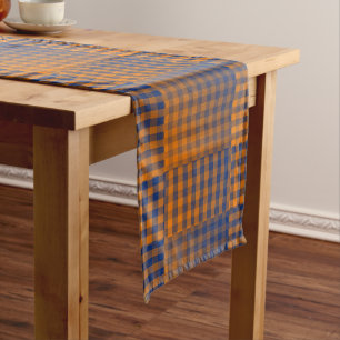 Orange Purple Checker Abstract Pattern Medium Table Runner