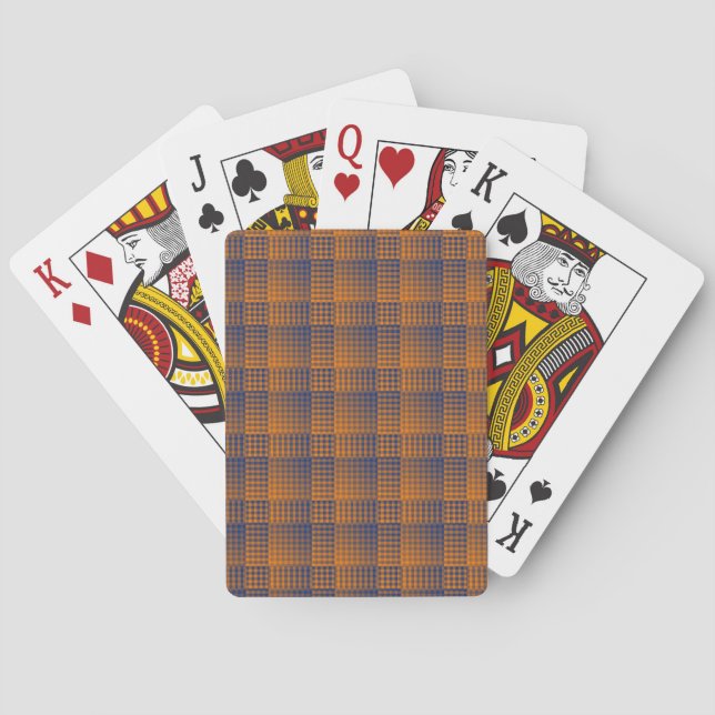 Orange Purple Checker Abstract Pattern Playing Cards (Back)