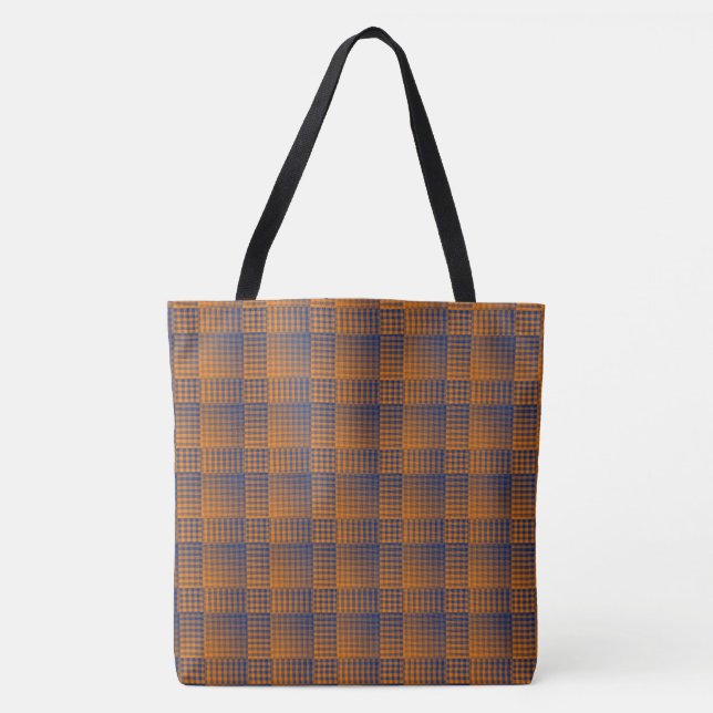 Orange Purple Checker Abstract Pattern Tote Bag (Front)
