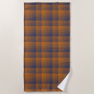 Orange Purple Chequered Abstract Pattern Beach Towel