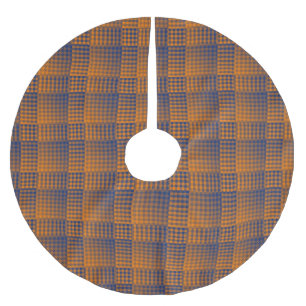 Orange Purple Chequered Abstract Pattern Brushed Polyester Tree Skirt