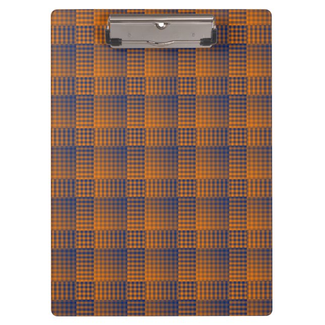 Orange Purple Chequered Abstract Pattern Clipboard (Front)