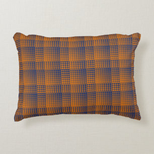 Orange Purple Chequered Abstract Pattern Decorative Cushion