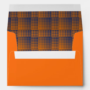 Orange Purple Chequered Abstract Pattern Envelope