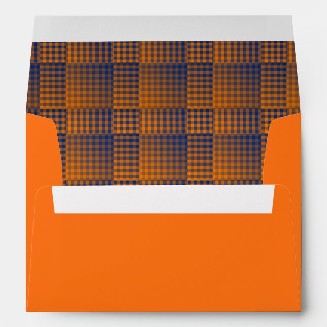 Orange Purple Chequered Abstract Pattern Envelope (Back (Bottom))