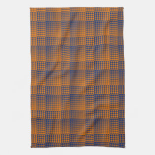 Orange Purple Chequered Abstract Pattern Tea Towel
