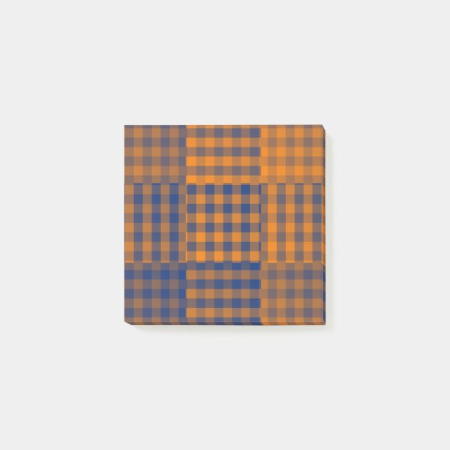 Orange Purple Chequered Patchwork Pattern Post-it Notes (Front)