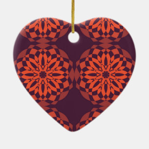Orange purple cool, unique, trendy flower abstract ceramic ornament