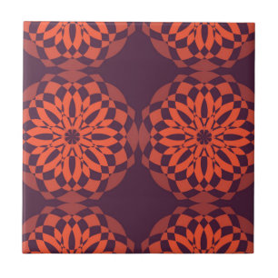 Orange purple cool, unique, trendy flower abstract ceramic tile