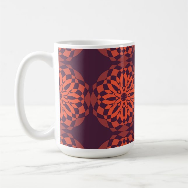 Orange purple cool, unique, trendy flower abstract coffee mug (Left)