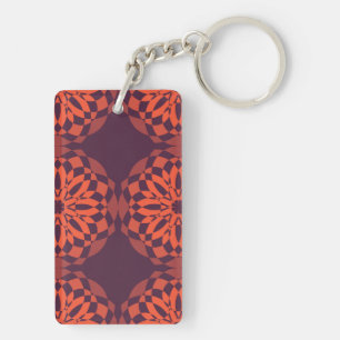 Orange purple cool, unique, trendy flower abstract key ring