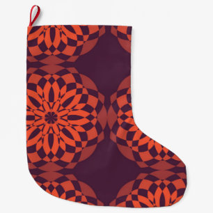 Orange purple cool, unique, trendy flower abstract large christmas stocking