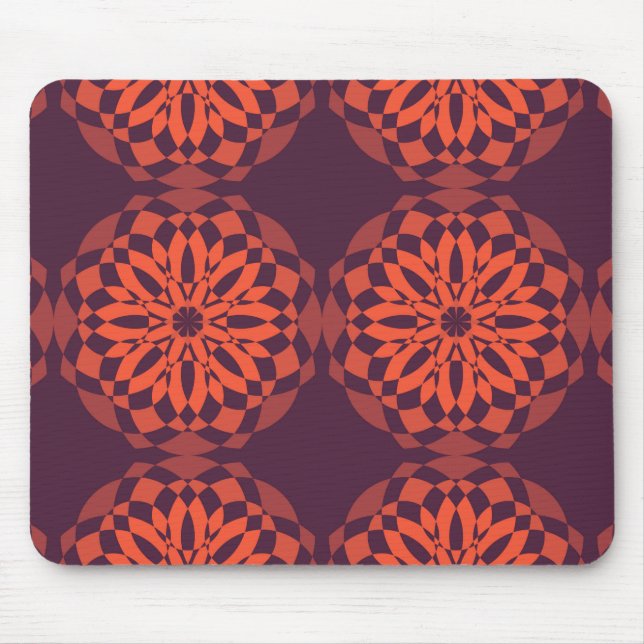 Orange purple cool, unique, trendy flower abstract mouse pad (Front)