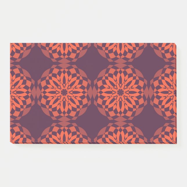 Orange purple cool, unique, trendy flower abstract post-it notes (Front)