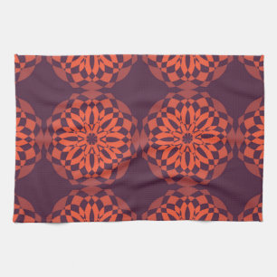 Orange purple cool, unique, trendy flower abstract tea towel