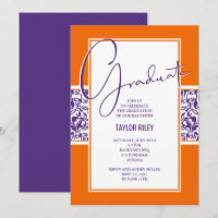 Orange Purple Damask Graduation