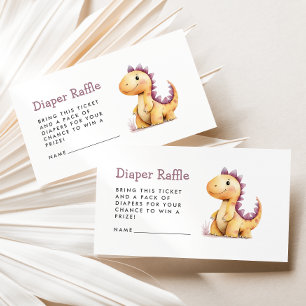 Orange Purple Dinosaur Baby Shower Diaper Raffle Enclosure Card