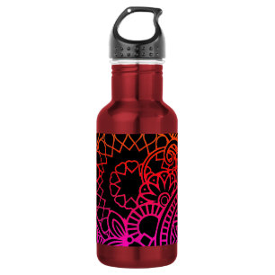 Orange Purple Flowers and Black Background 532 Ml Water Bottle