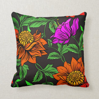 Orange & Purple Flowers  Cushion