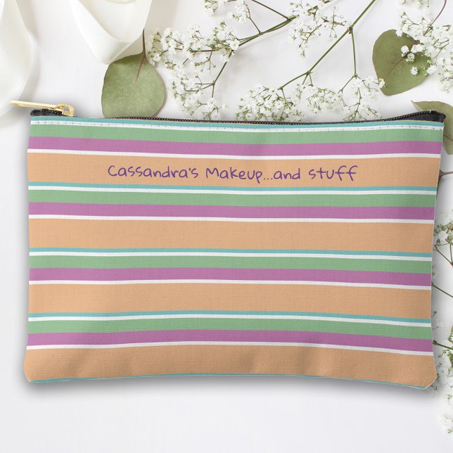 Orange, Purple, Green Stripes Accessory Pouch (Creator Uploaded)
