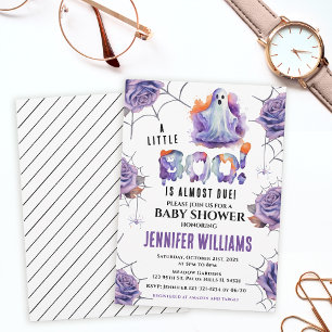 Orange purple little boo ghost baby shower invitation
