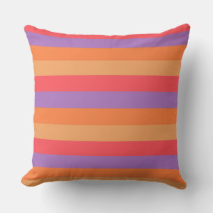 Orange Purple Modern Stripes Cushion