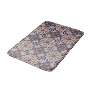 Orange Purple Native Tribal Mosaic Pattern Bath Mat