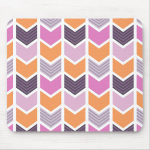 Orange Purple Pink Geometric Chevron Pattern Mouse Pad