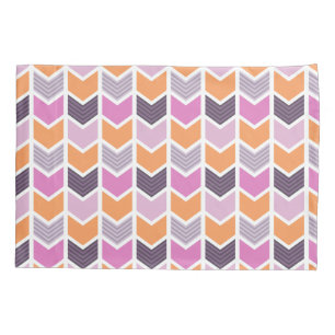 Orange Purple Pink Geometric Chevron Pattern Pillowcase