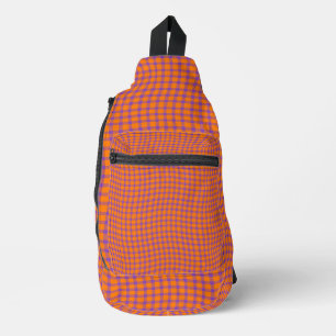 Orange Purple Plaid Chequered Seamless Pattern Sling Bag