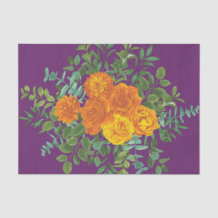 Orange & Purple Plum Peony & Rose Floral Wedding Tissue Paper