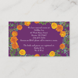 Orange & Purple Plum Peony Rose Wedding Enclosure Card