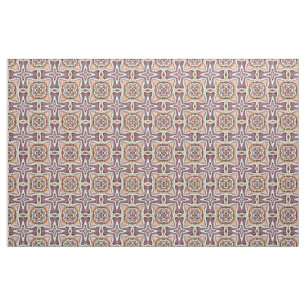 Orange Purple Retro Chic Nouveau Deco Pattern Fabric