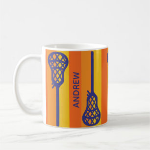 Orange & Purple Retro Lacrosse Sticks and Stripes Coffee Mug