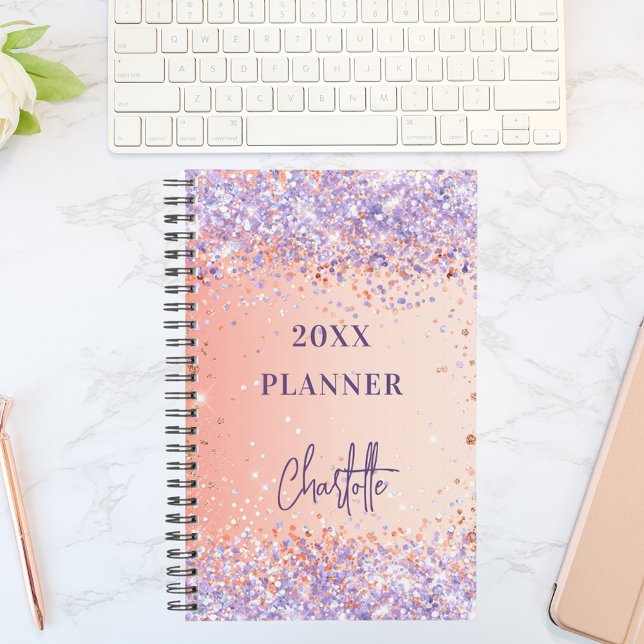 Orange purple rose gold violet glitter script 2026 planner (Creator Uploaded)