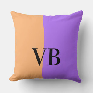 Orange purple solid add name letter monogram text cushion