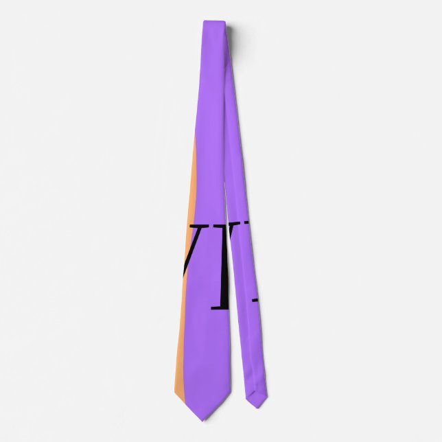 Orange purple solid add name letter monogram text tie (Front)