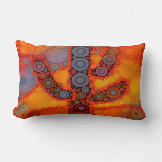 Orange Purple Southwestern Saguaro Cactus Mosaic Lumbar Cushion (Front)
