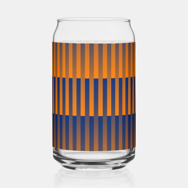 Orange Purple Striped Pattern Can Glass (Front)