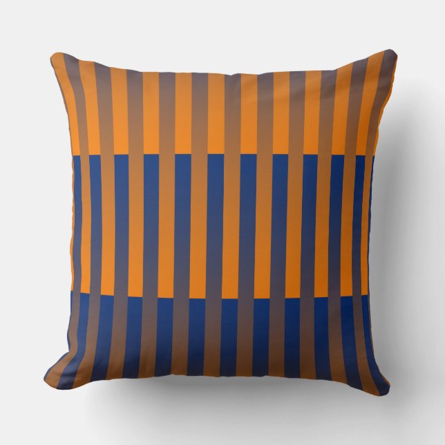 Orange Purple Striped Pattern Cushion (Front)