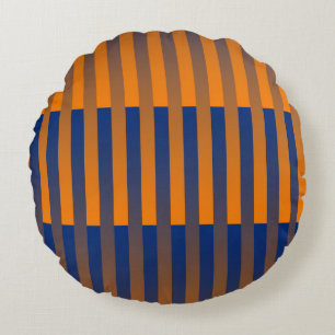Orange Purple Striped Pattern Round Cushion