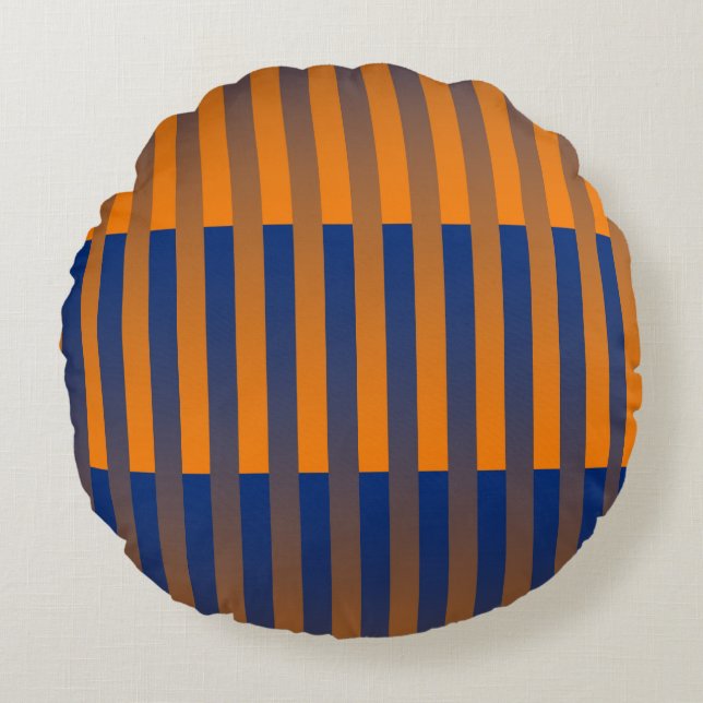 Orange Purple Striped Pattern Round Cushion (Front)
