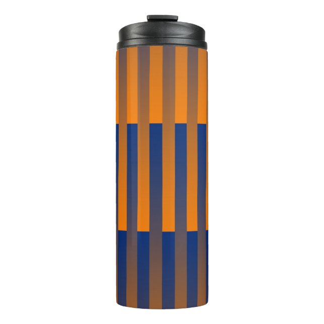 Orange Purple Stripes Pattern Thermal Tumbler (Front)